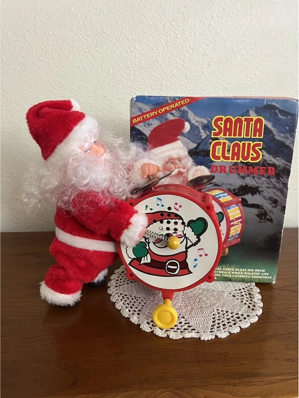 Vintage Meryvn’s Walking Santa Claus Drummer, with Box, ONLY MUSIC WORKS